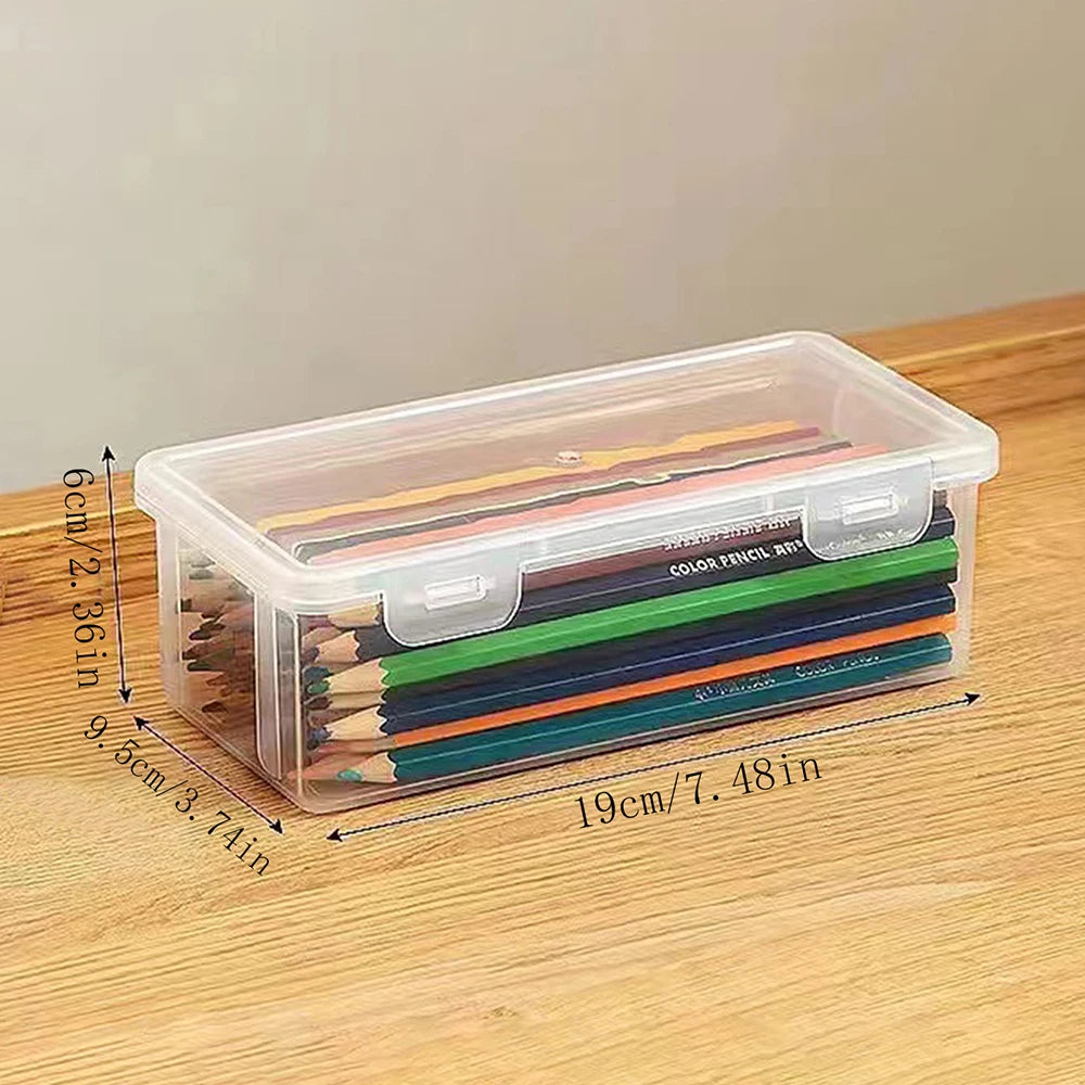 1PC/2PCS Storage Box Transparent Stationery Pen Crayon Desktop Organizer Storage Debris Can Be Stacked
