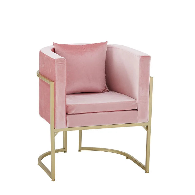 Nordic wrought iron back armrest dining chair light luxury simple Internet celebrity gold manicure makeup chair restaurant