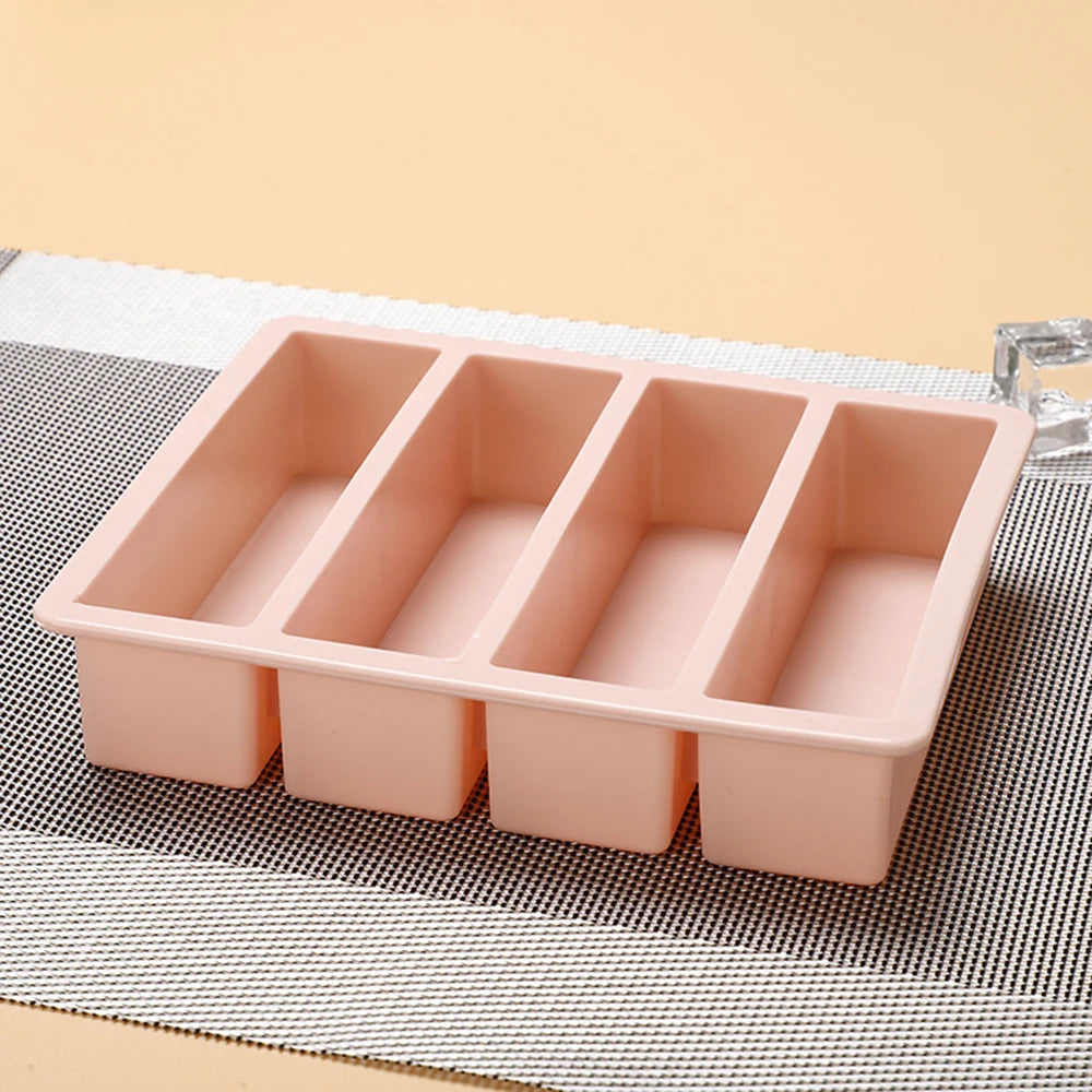1PC Four Straight Strip Ice Mill Silicone Ice Tray Diy Ice Cube Mold Auxiliary Food Box Ice Maker