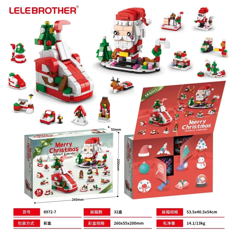 Surprise Christmas Advent Calendar Blind Box Christma Building Blocks Toys Kids Sets Santa Claus Toys Set Children’s Gifts﻿