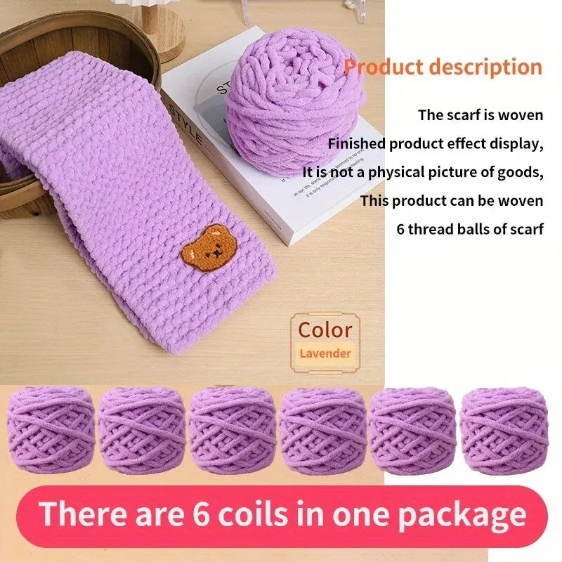 6 Thread Balls+1 Teddy Bear Jewelry Handmade Gift Woven Scarf Thread DIY Ice Stripe Thread Thick Yarn Ball