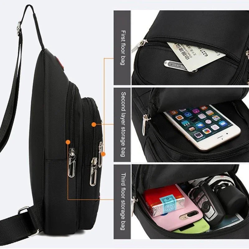 Unisex Canvas Leisure Sports Small Backpack Oxford Cloth One-shoulder Messenger Bag Chest Bag