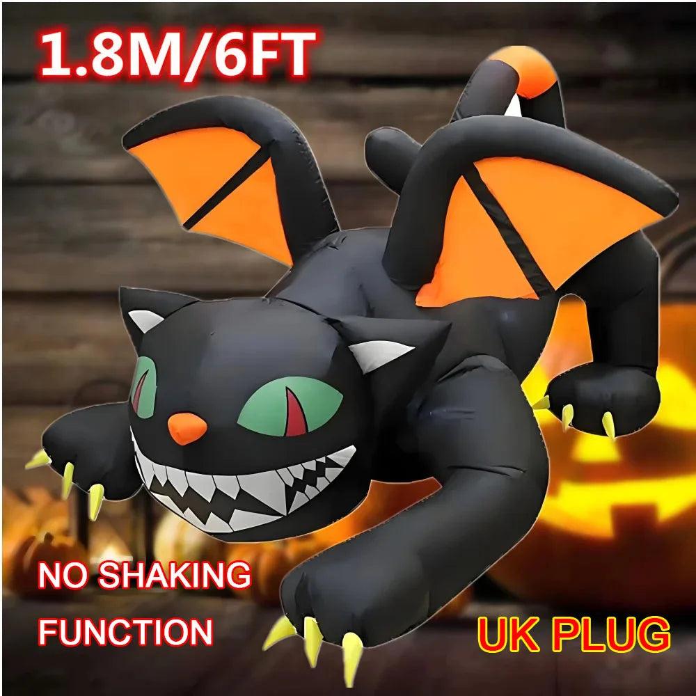 1.8M Black Cat  Halloween Inflatable Decoration Built-in LED Lights Inflatable Model Outdoor Ornament Party Garden Decor