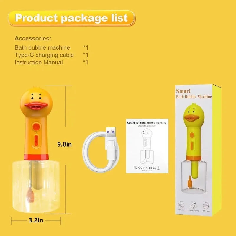 Yellow Duck Pet Cleaning Bath Electric Foam Machine Usb Charging Automatic Soap Loudspeaker Foam Machine Pet Accessories