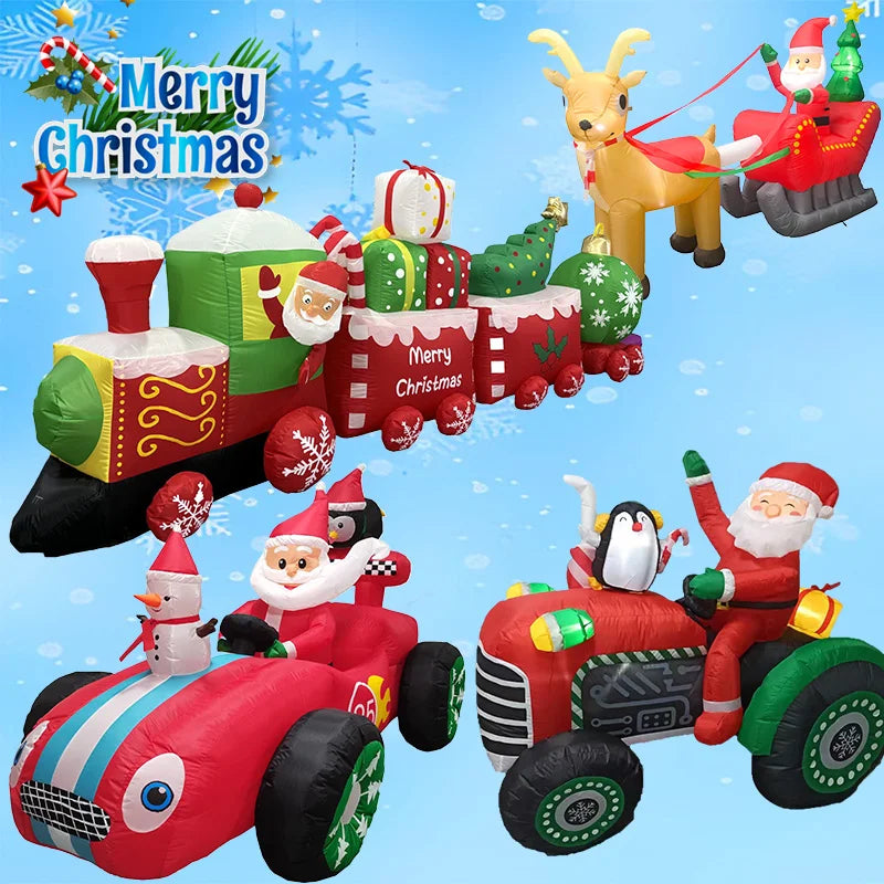 Inflatable Toys Santa Cartoon Vehicle Christmas Decorations Model Party New Year Yard Props Indoor Outdoor Xmas Garden Decor