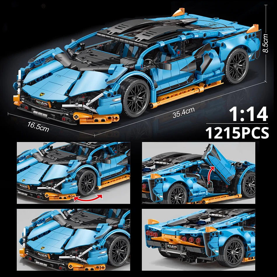 ToylinX 1:14 Building Blocks Car MOC City Speed Car Luxury Auto Racing Vehicle with Super Racers Bricks Toys for Children Gift
