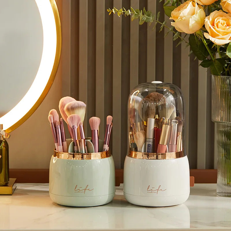 1PC Desktop Storage Box For Rotating Transparent Makeup Brush Storage Box Brush Holder Storage Bucket