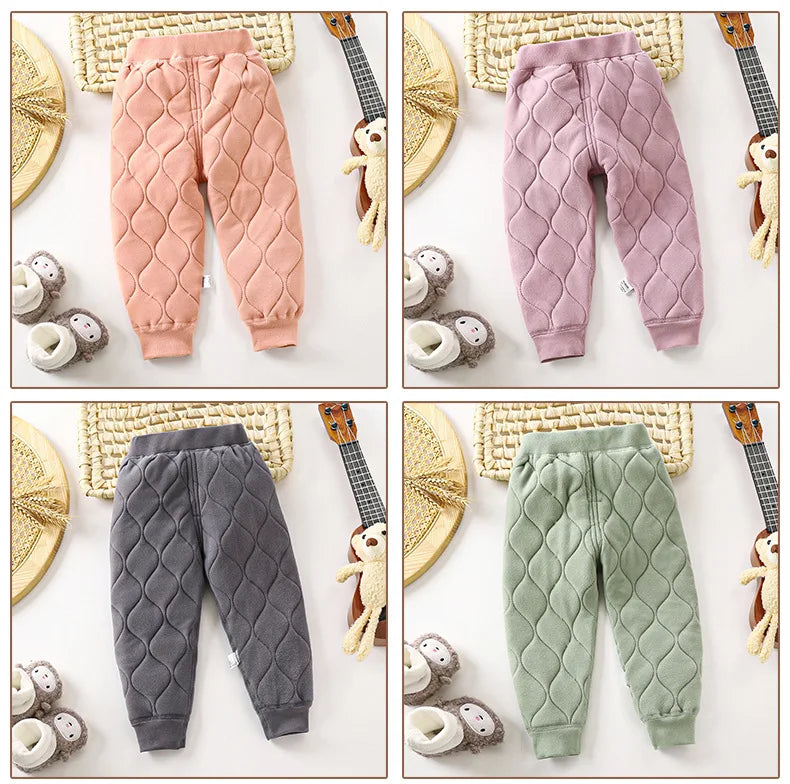 Children Warm Pants Autumn Winter New Style Boys  Cotton Padded Thick Pants Girls Inner Lining Warm Trousers Students Teenager