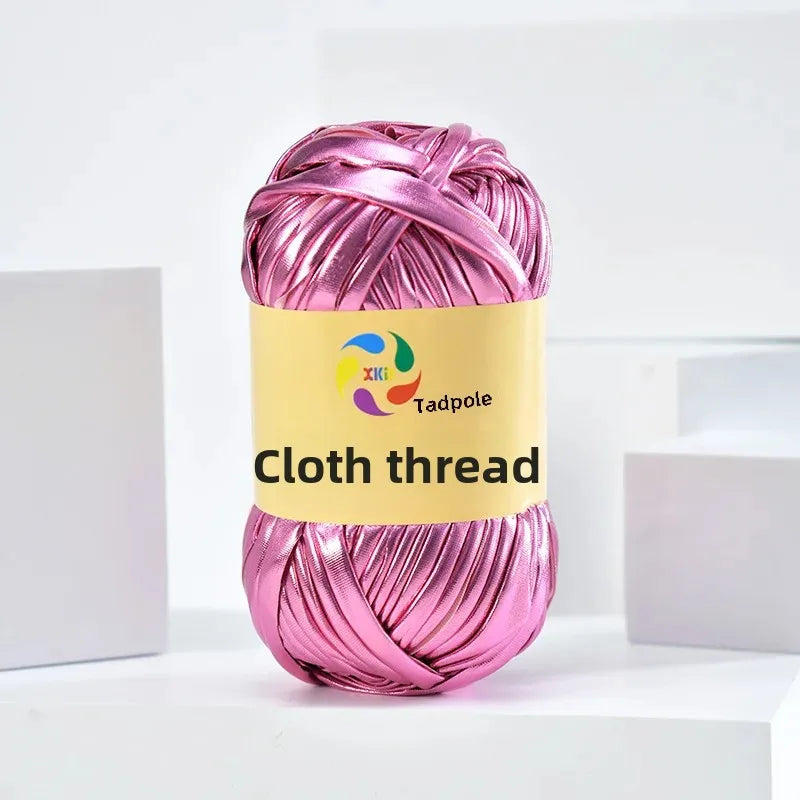New metal texture cloth line personalized wool DIY woven bag bright leather hand woven material