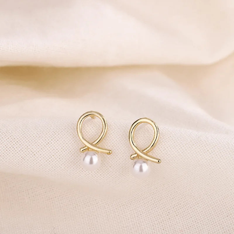 Fashion Cute Simple Bowkont Stud Earrings