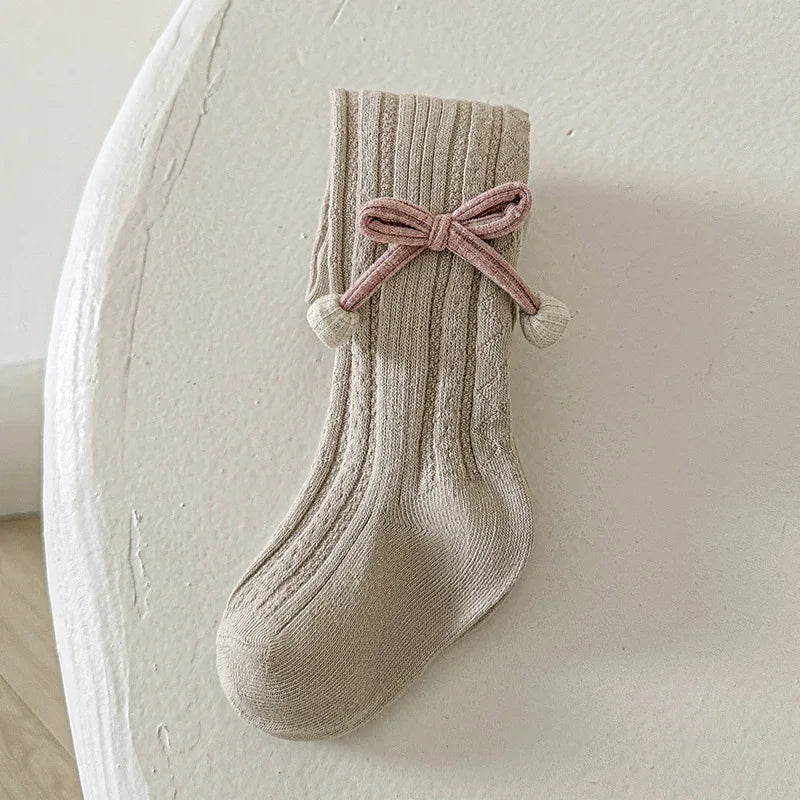 Cotton Baby Tights Sweet Bowtie Girls Leggings Kids Children Pantyhose Stockings Girls Socks 0 to 8 Years