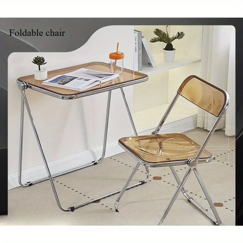 Acrylic Transparent Folding Chair Simple Home Ins Dining Chair Stool for Clothing Store Photo Fashion Internet Celebrity