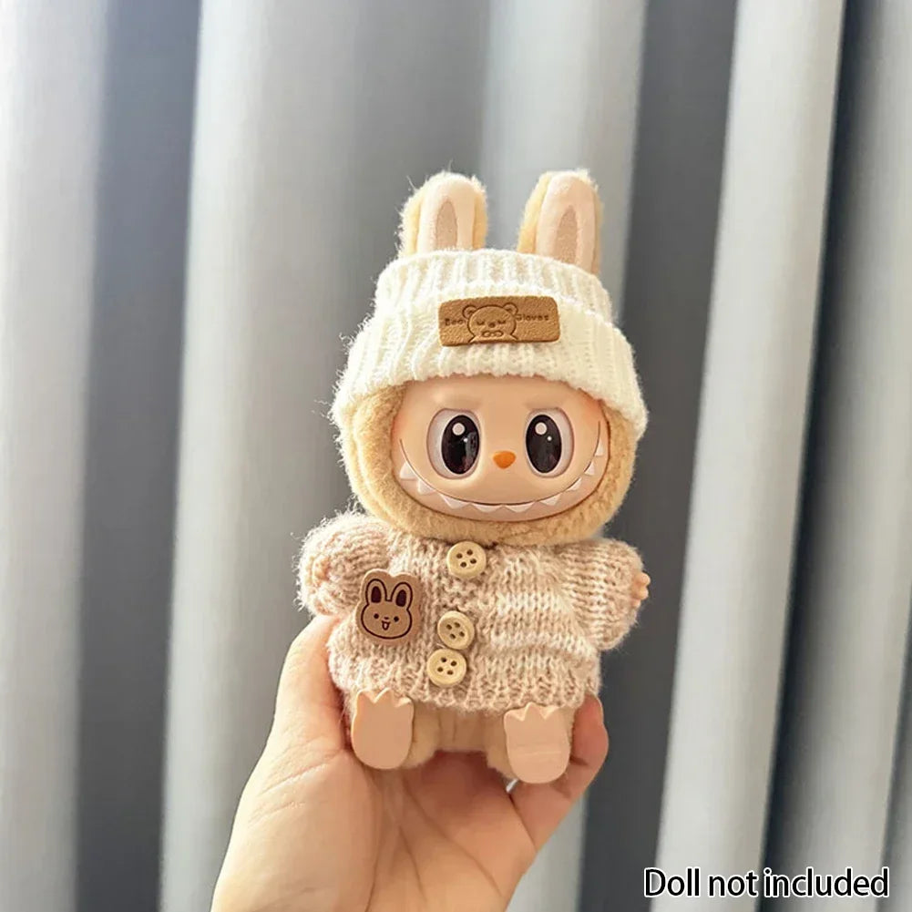 Labubu V1v2,Clothing, Seat Suit, Scarf, Bag, Doll Accessories, Cute Decoration, 15-17 cm