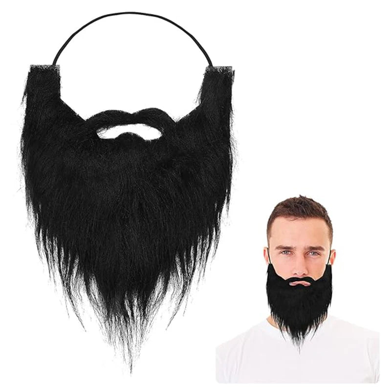 1PC Halloween Beard Santa Beard White Long Hair Black Beard Party Beard Dress Adult Kids (Brown)