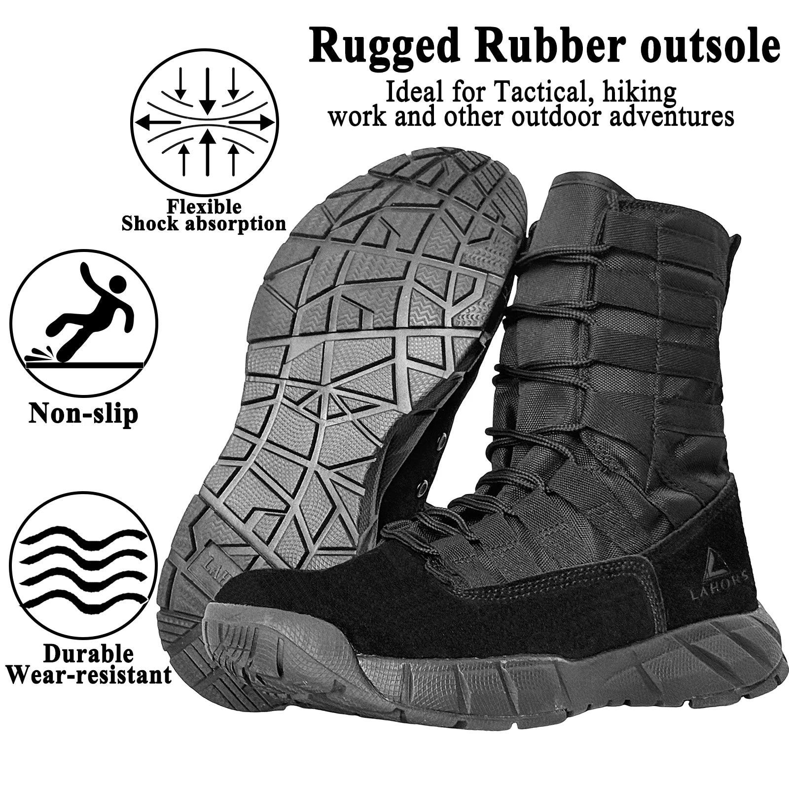LAHORS Lightweight Suede Leather Tactical Combat Boots