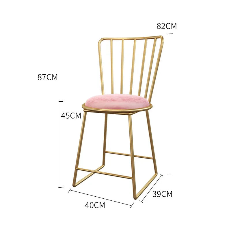 Nordic wrought iron back armrest dining chair light luxury simple Internet celebrity gold manicure makeup chair restaurant