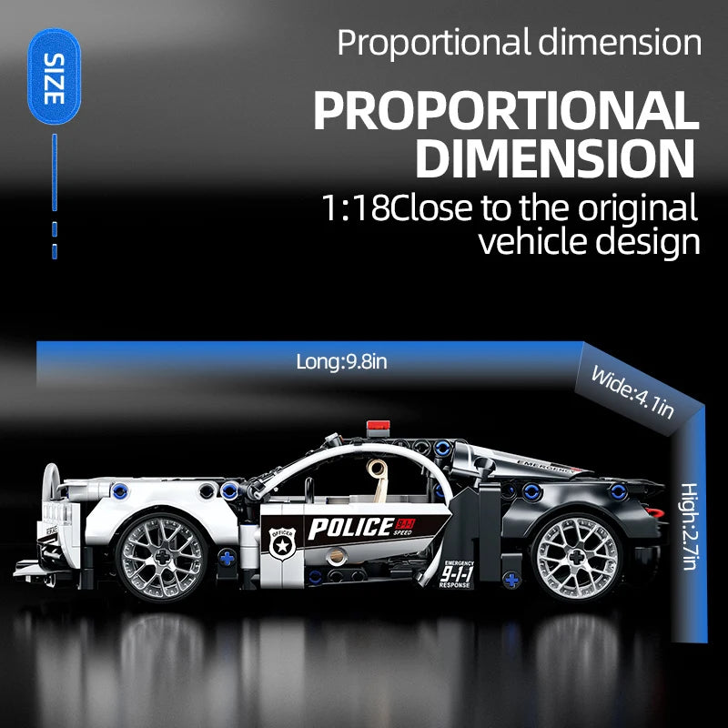 ToylinX 410pcs Police Car Building Blocks Car Early Learning Development Benefits Intelligence Assembled Toys Children's Gifts