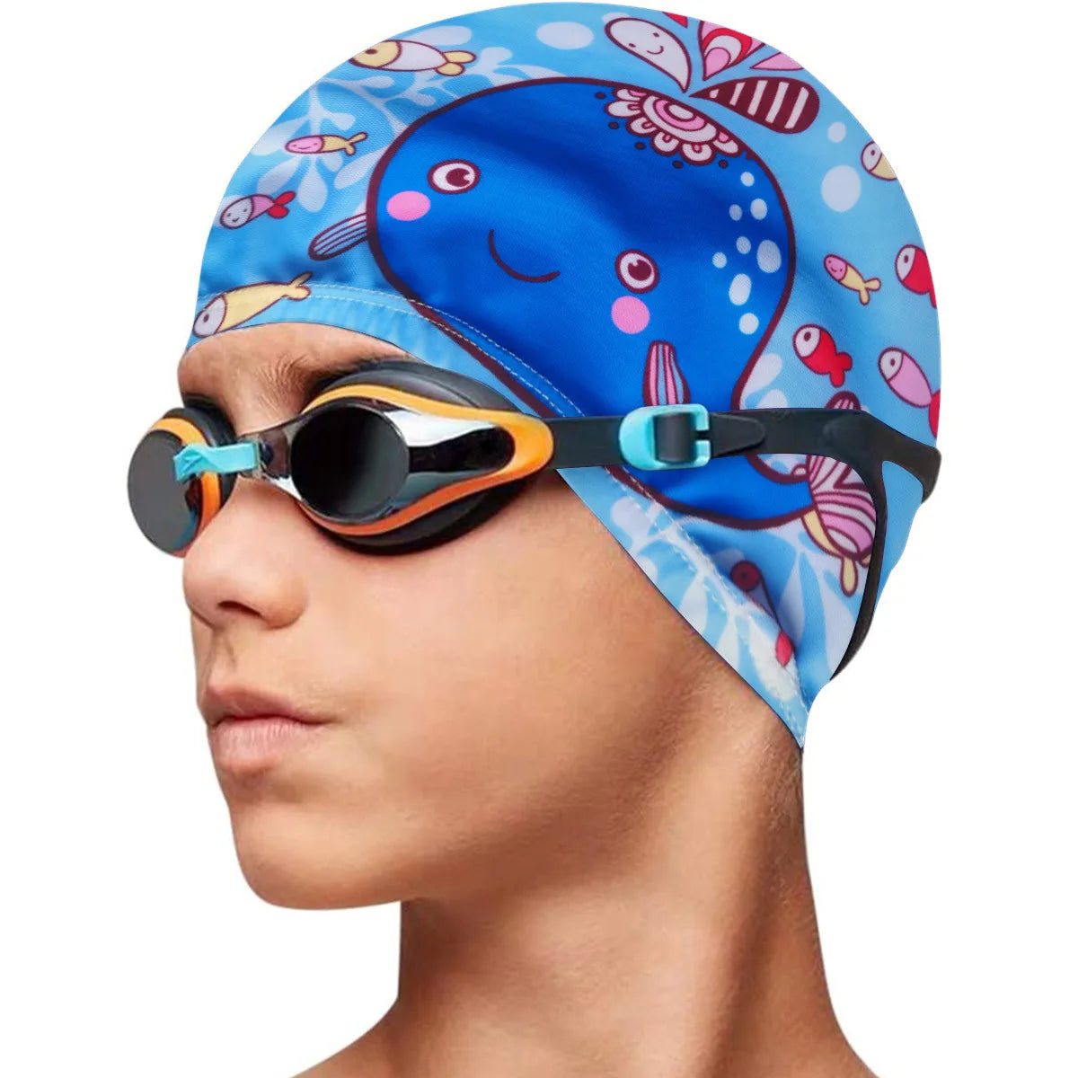 Children's swimming caps Boys and girls do not keep their heads and ears protected Cute swimming caps Baby hat cloth spot