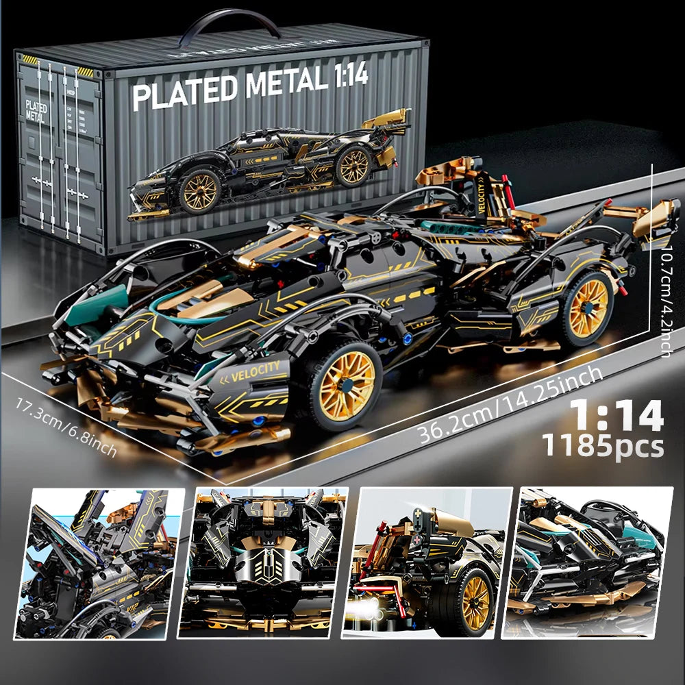 ToylinX 1:14 Building Blocks Car MOC City Speed Car Luxury Auto Racing Vehicle with Super Racers Bricks Toys for Children Gift