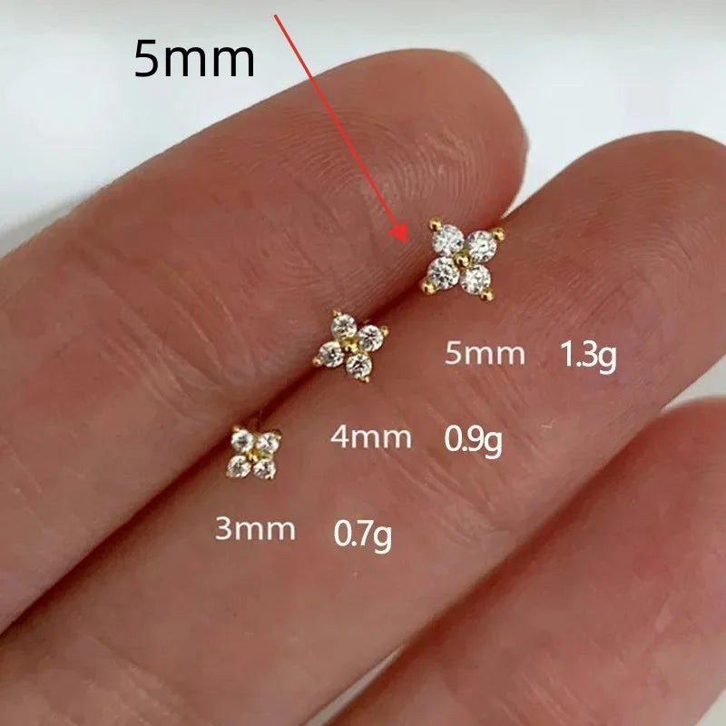 Avenneth Fashion Small Flower Stud Earrings For Women Cartilage Cubic Zirconia Earring Party Jewelry Party Gifts