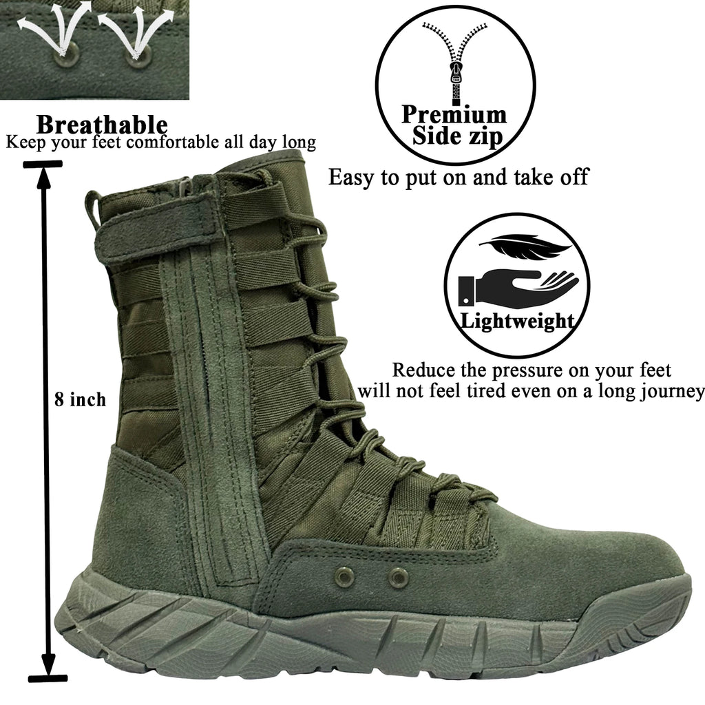 LAHORS Lightweight Suede Leather Tactical Combat Boots
