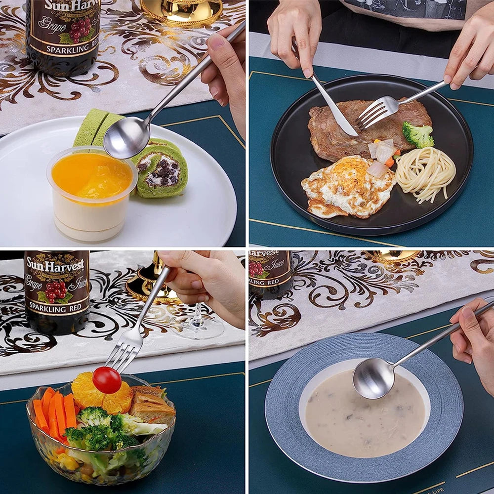 24Pcs Dinnerware Set Stainless Steel Tableware Dinner Knife Fork Dessert Spoon Cutlery Set Kitchen Flatware