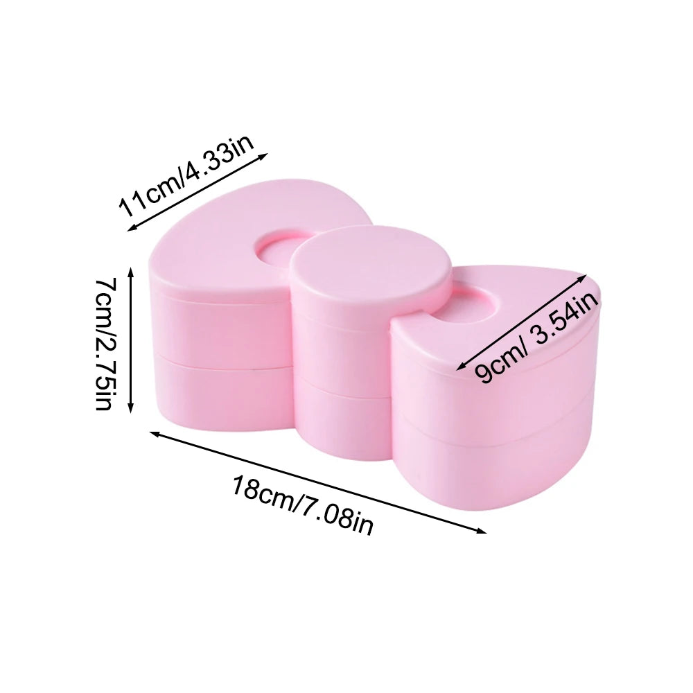 2PCS  Jewelry Box 360 Degree Rotating Bow Compact Cosmetic Portable Hairpin Headstring Desktop Storage Box