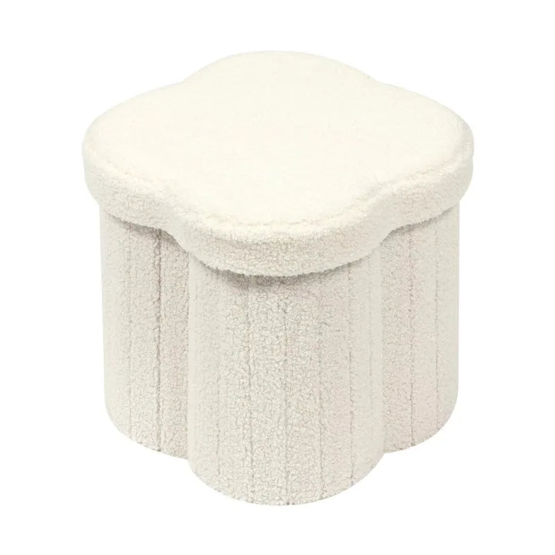 Hot-selling four-leaf clover shape storage stool, seating sofa stool folding teddy velvet shoe changing stool