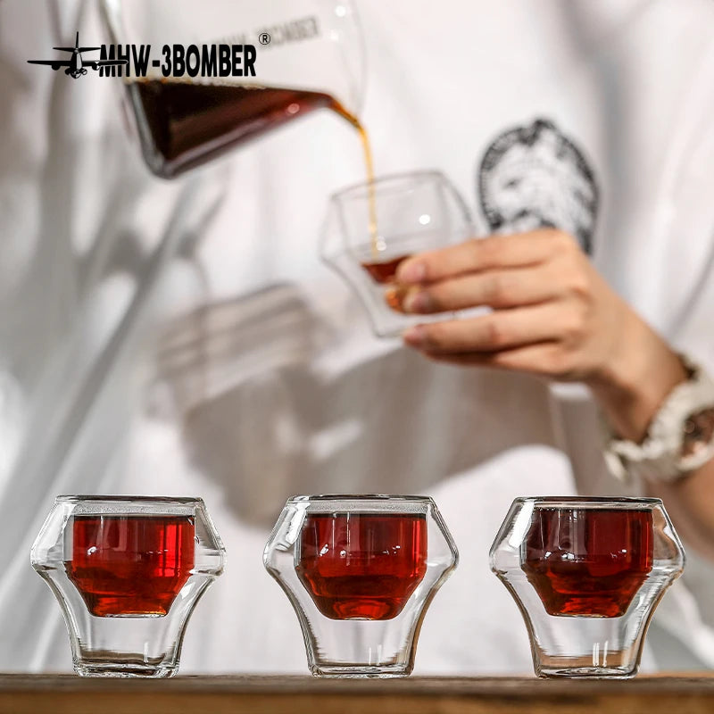 MHW-3BOMBER Double Wall Glass Espresso Cups Anti-scald Reusable Tea Mug Shot Glass Wine Cup Art Home Barista Coffee Accessories