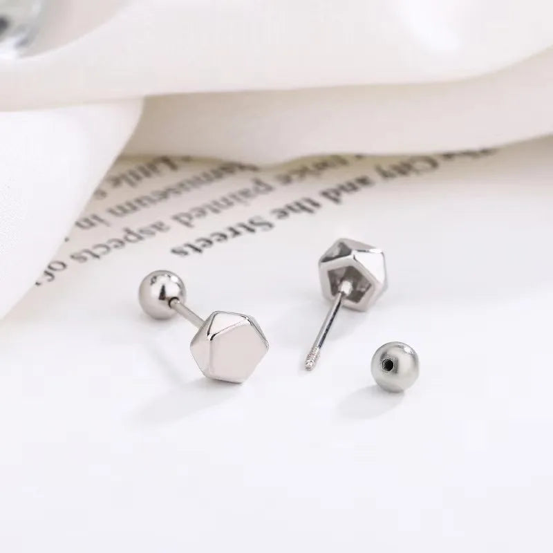 Minimalist Small Flower Screw Earrings
