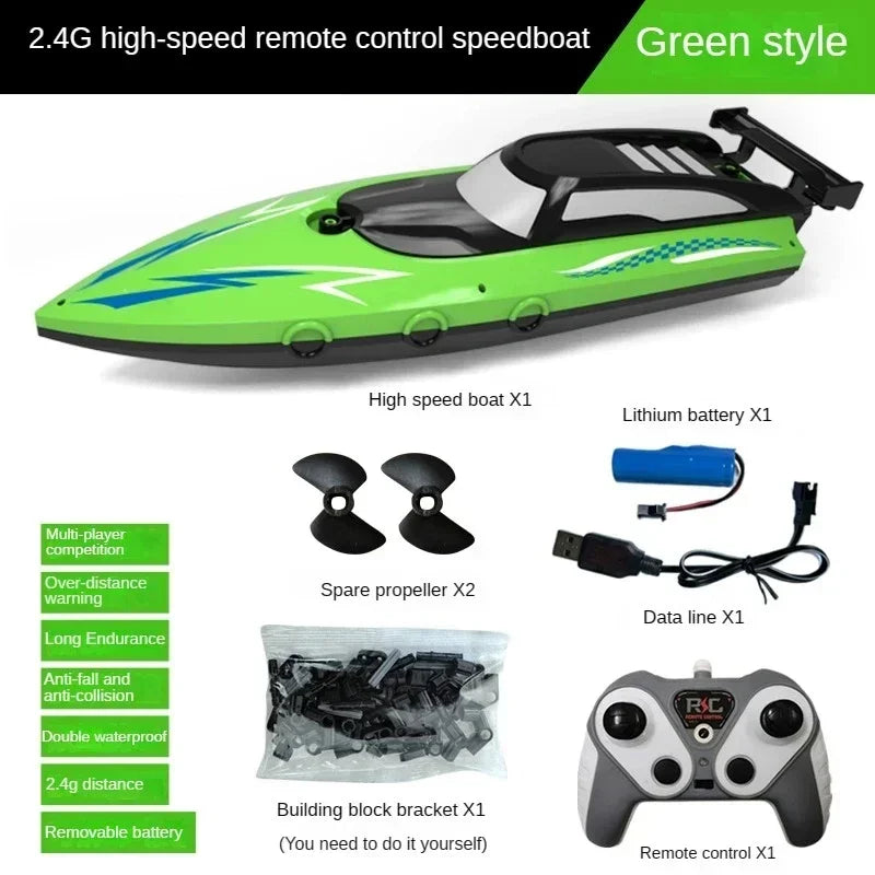 2.4GHz Toy Remote Boat Airship High Speed Boat Kids Water Toys Outdoor Toys Summer Gifts for Kids Waterproof Electric Toy Boat