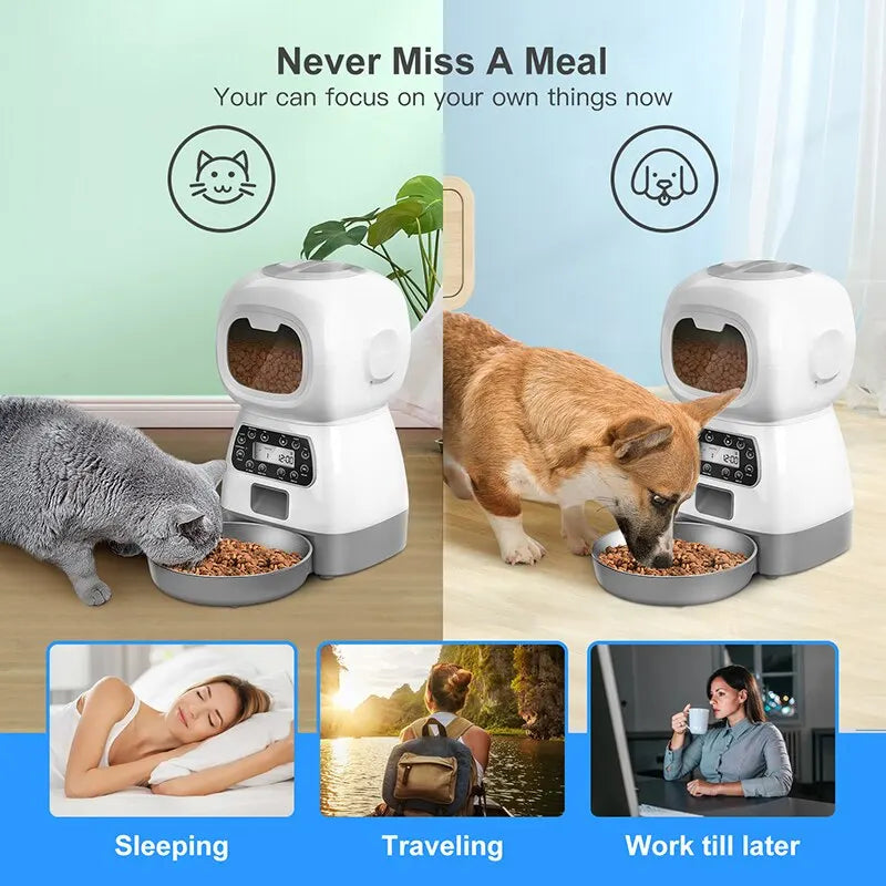 1PC Pet Feeder Automatic Feeder Feeding Device Fixed-Point Feeder Manual Feeding Button/Wifi Feeder