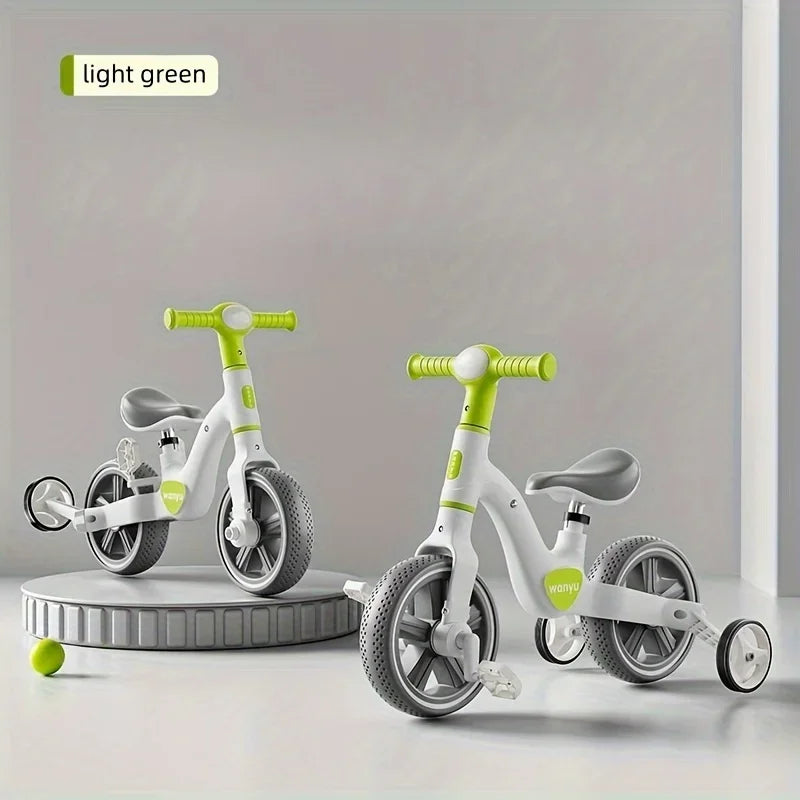2-in-1 Kids Balance Bike Kids Trike with Training Wheels Removable Pedal Headlight Adjustable Seat Lightweight Scooter for Kids