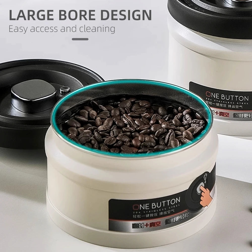 Stainless Steel Coffee Beans Vacuum Sealed Container Coffee Beans Storage Press Tank With Lid  Powder Tea Storage Jar
