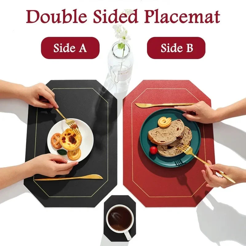 1/4pcs Faux Leather Placemats ,Waterproof,Oil-resistant, Heat-resistant, Anti-scald Dinner Bowl Mat, Kitchen Dining Table  Mats