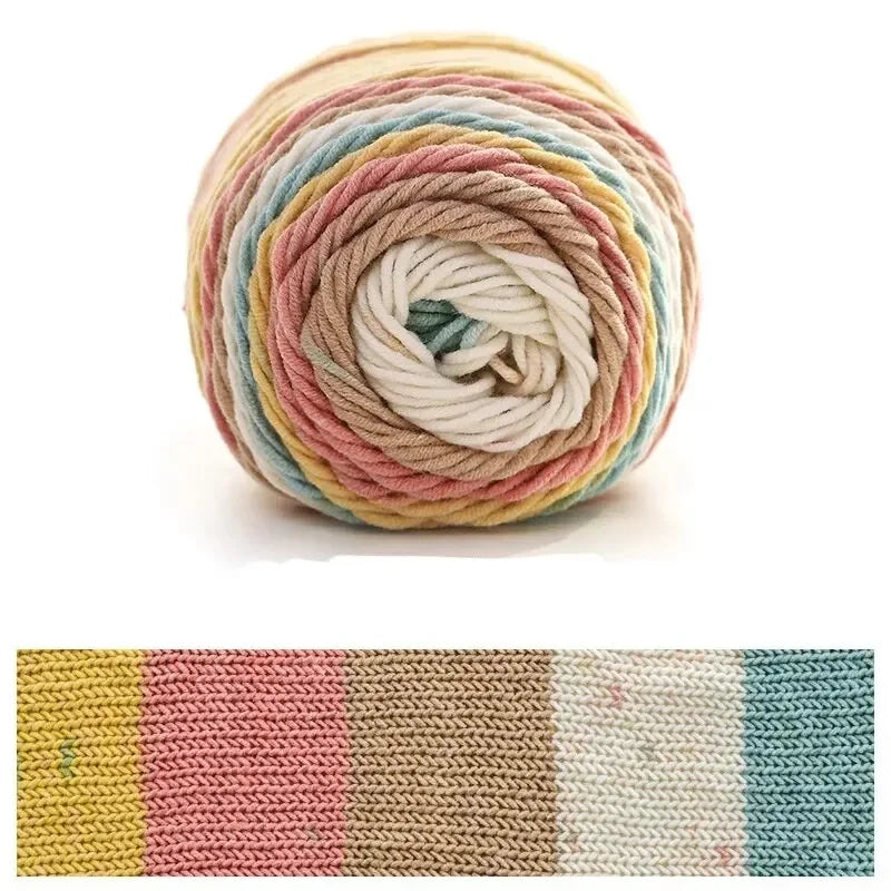 (1pc)5-strand Milk Cotton Segment Dyed Rainbow Cotton Hand Woven Wool Scarf Pillow Blanket Material Wool