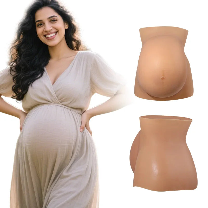 LERVANLA Upgraded Version Pregnant Woman's Belly Silicone False Belly False Pregnancy Surrogacy Photo Actor Performance Props