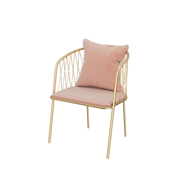 Nordic wrought iron back armrest dining chair light luxury simple Internet celebrity gold manicure makeup chair restaurant