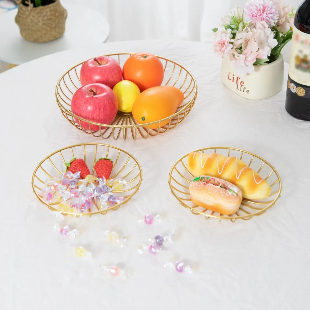 1PC Removable Household Wrought Iron Fruit Basket Fashion Creative Fruit Drain Desktop Storage Basket
