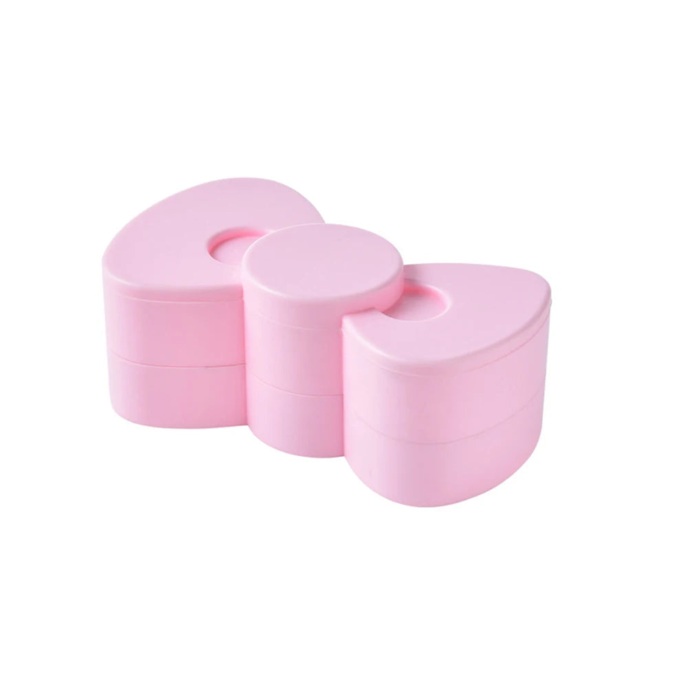 2PCS  Jewelry Box 360 Degree Rotating Bow Compact Cosmetic Portable Hairpin Headstring Desktop Storage Box