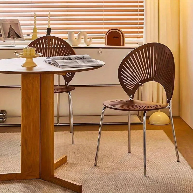 Nordic dining chair solid wood home coffee chair backrest retro dining table and chair simple guest negotiation casualshellchair