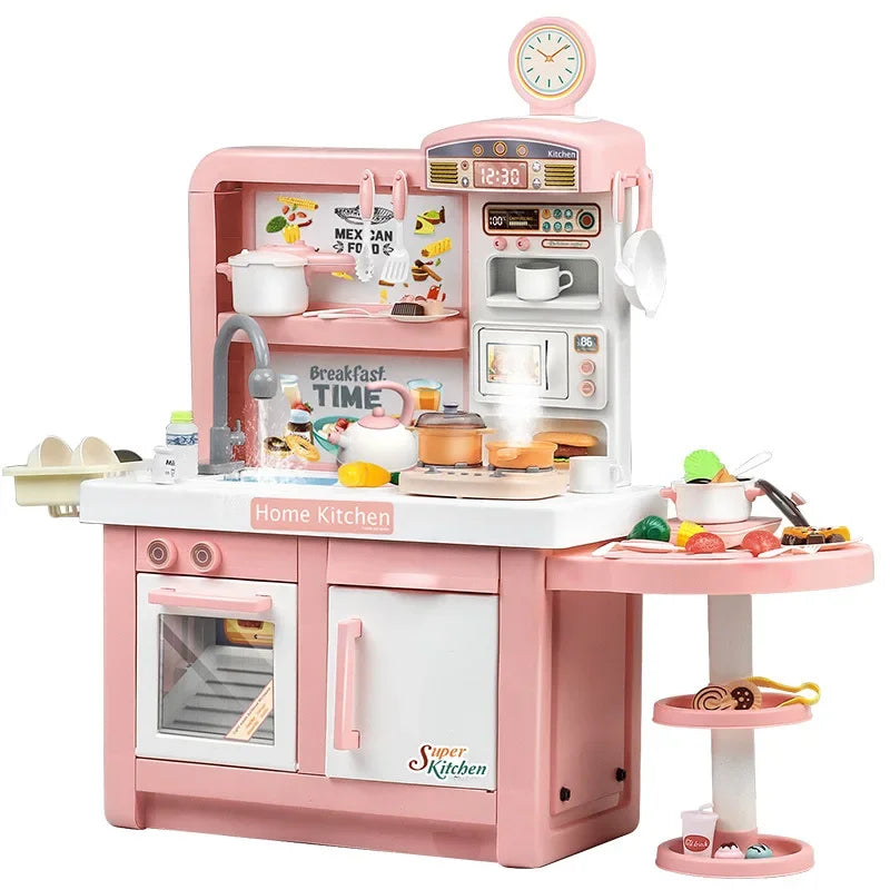 Children's Extra Large 100cm Kitchen Set with Simulated Kitchenware Children's Cooking Home Set