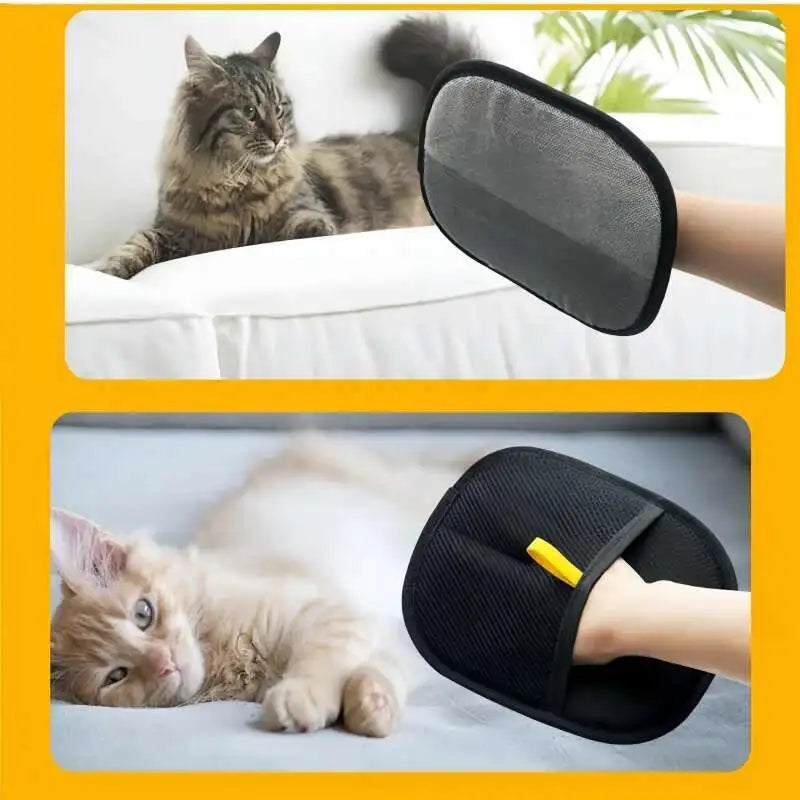 Pet Hair Remover Cat Gloves Double-Sided Fur Gloves Cat Dog Grooming Gloves for Washing Deshedding Cleaning Carpets Sofas