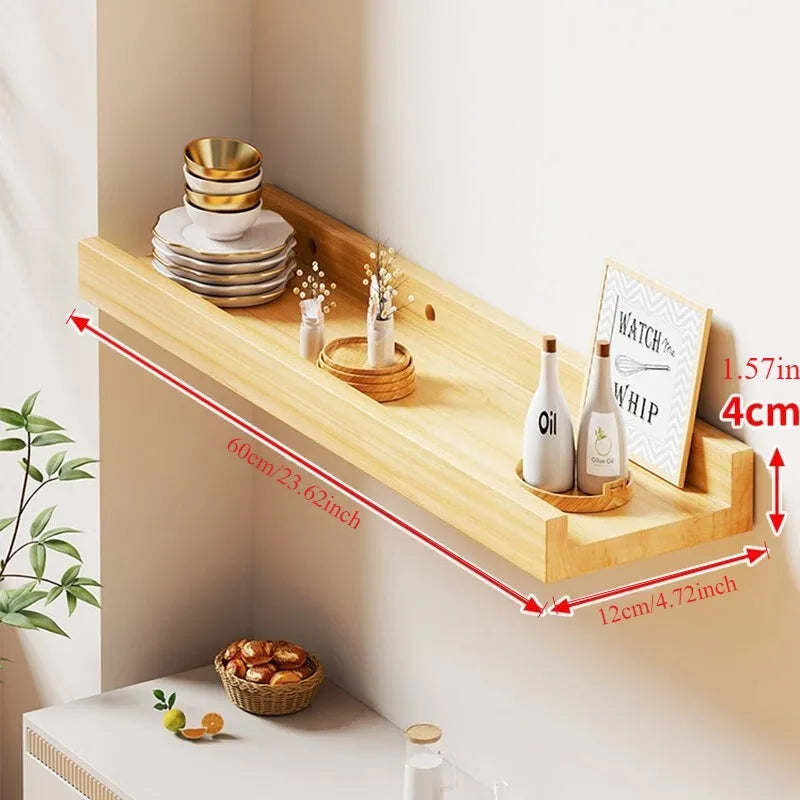 Solid wood wall shelf wall wall wall hanging wall baffle bookshelf living room bedroom shelf wooden board storage rack