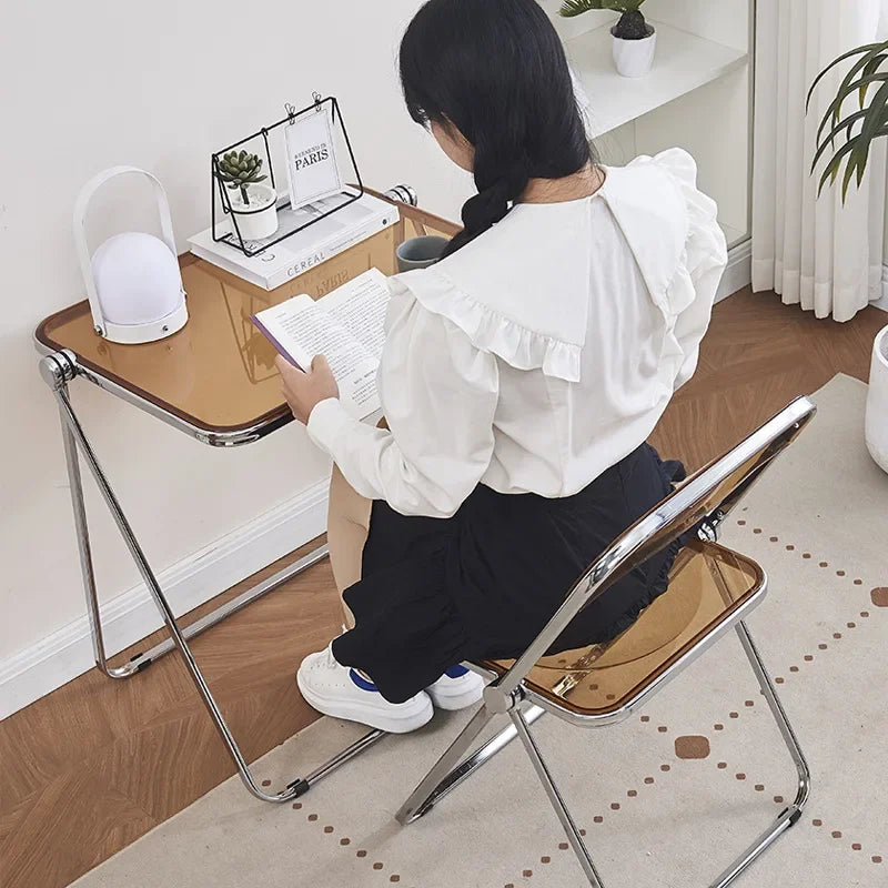 Acrylic Transparent Folding Chair Simple Home Ins Dining Chair Stool for Clothing Store Photo Fashion Internet Celebrity