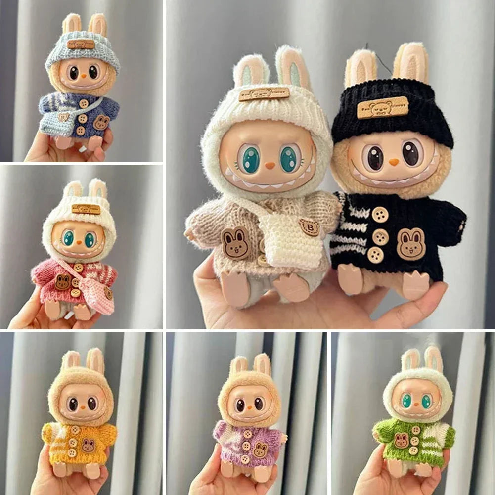 Labubu V1v2,Clothing, Seat Suit, Scarf, Bag, Doll Accessories, Cute Decoration, 15-17 cm