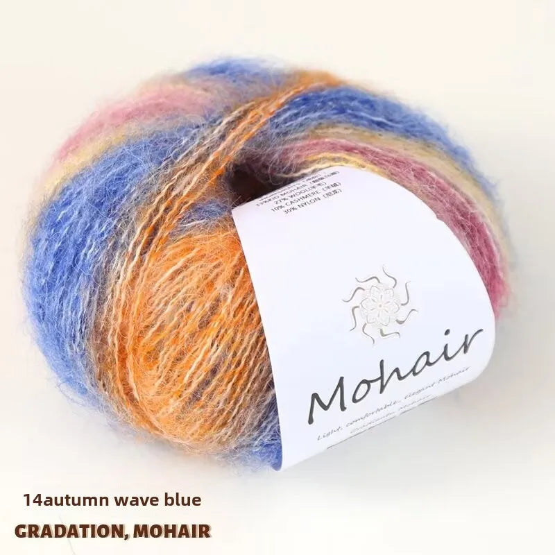 Silk gradual change mohair, hand DIY woven color wool super soft, plush bright silk wool ball