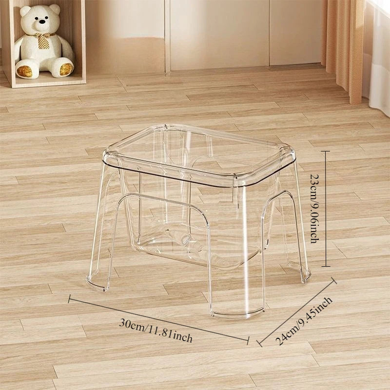 storage stool Thickened PET transparent stool Living room small bench Household chair Simple multi-functional plastic stool