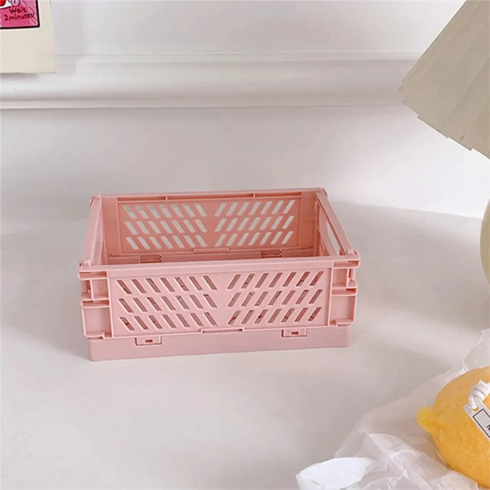 1PC Desktop Foldable Storage Box, Student Stationery Shelf, Miscellaneous Cosmetics Storage Basket