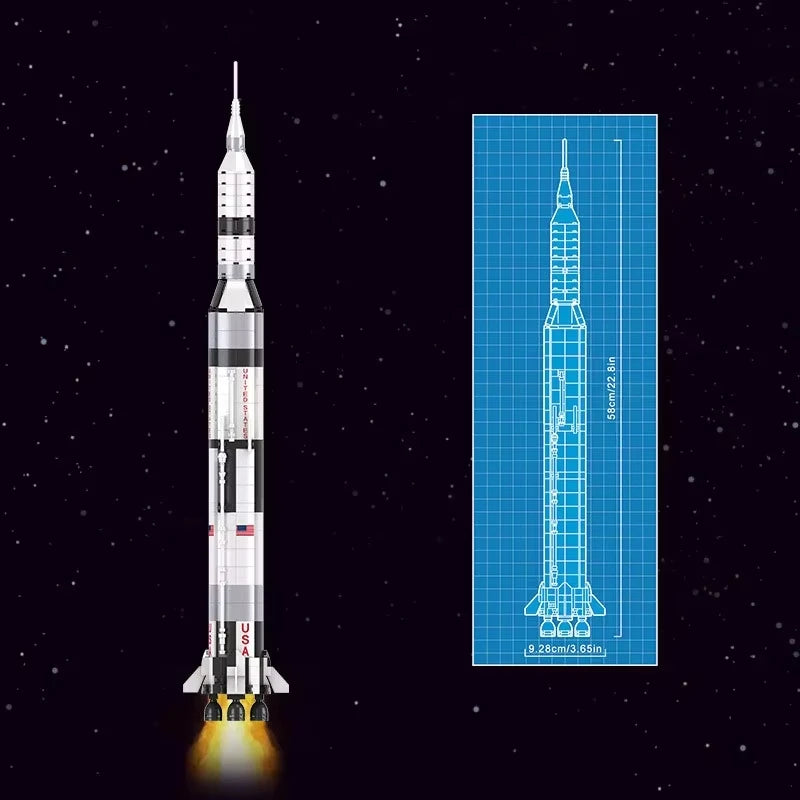2025 New 602PCS 59cm NASA The Apollo Saturn V Space Exploration Rocket Bricks Kit Model,STEM Science Education Kid Diy Toy Gifts